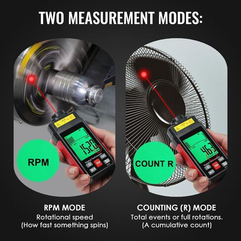 Digital Laser Tachometer High-Precision Non-Contact Tachometer 10-99,999RPM Handheld Professional RPM Meter with Reflection Tape, MAX/MIN/AVG, Photoelectric Sensing, Large LCD Backlight Data Hold in Kuwait