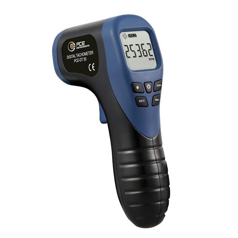 جهاز PCE Instruments PCE-DT 50 مقياس سرعة الدوران، لفحص سرعة الدوران، يقيس عدد الدورات في الدقيقة (عدم الاتصال) وسرعة السطح (الاتصال)، مع استهداف الليزر، الحد الأدنى/الحد الأقصى/المتوسط، الاحتفاظ بالبيانات وشاشة LCD بإضاءة خلفية in Kuwait
