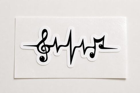 STICKY DUDE | Music Pulse Heartbeat Notes Clef Frequency Wave Sound Festival Sticker Vinyl Waterproof 5" | Yeti Cup Cooler Box Decal Car Laptop Wall Window Bumper in Saudi Arabia