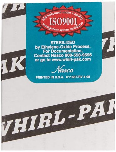 Nasco Whirl-Pak B01385WA Filter Bag for Homogenizer Blender, 18cm L x 9.5cm W, 207ml Capacity (Box of 250) in Kuwait