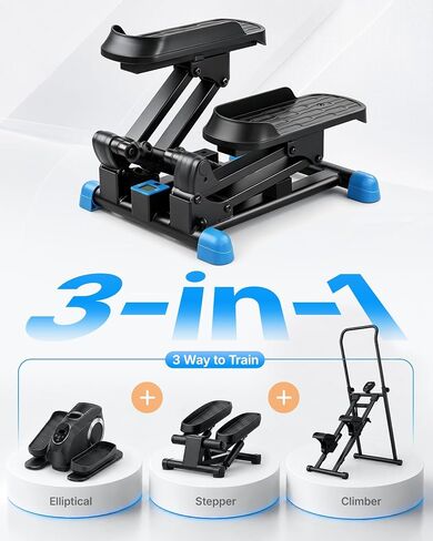 MERACH New 3-in-1 Stair Climber, Mini Steppers for Exercise at Home with Large Stride & Shock Pad Design, with Resistance Bands for Full Body Workout, 330 LBS Capacity Exercise Equipment in Saudi Arabia