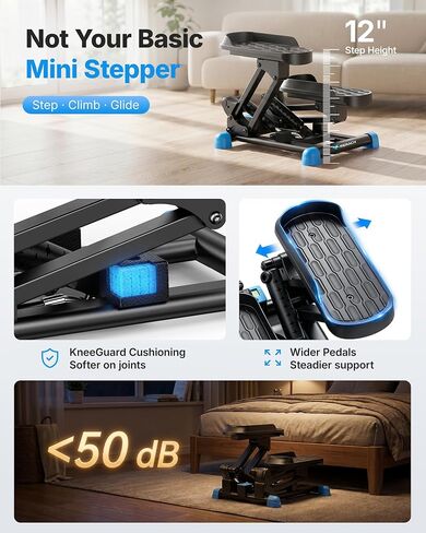 MERACH New 3-in-1 Stair Climber, Mini Steppers for Exercise at Home with Large Stride & Shock Pad Design, with Resistance Bands for Full Body Workout, 330 LBS Capacity Exercise Equipment in Saudi Arabia