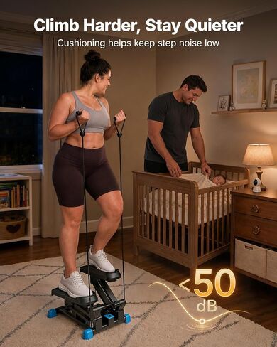 MERACH New 3-in-1 Stair Climber, Mini Steppers for Exercise at Home with Large Stride & Shock Pad Design, with Resistance Bands for Full Body Workout, 330 LBS Capacity Exercise Equipment in Saudi Arabia
