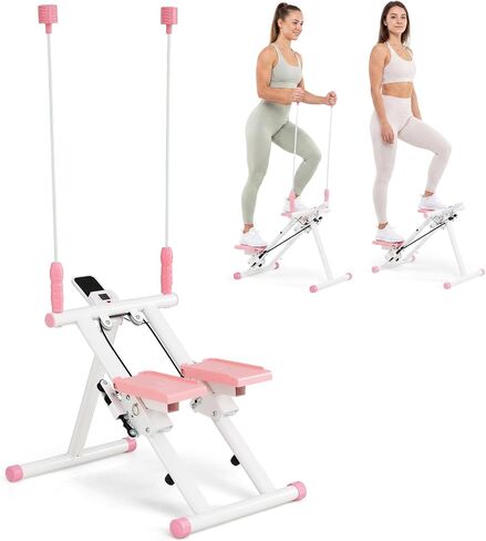 Goplus Stair Stepper، جهاز تمارين التسلق العمودي القابل للطي مع مقود قابل للفصل، شاشة LCD، جهاز تمارين اللياقة البدنية المدمج لكامل الجسم لتمارين القلب في صالة الألعاب الرياضية المنزلية in Kuwait