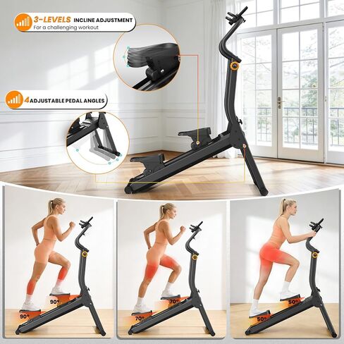 YCCHENG Magnetic Stair Stepper 16-Level Adjustable Resistance Foldable Vertical Stair Climber Smart Monitor 350LBS Capacity Home Gym Stairmaster Machine in Kuwait