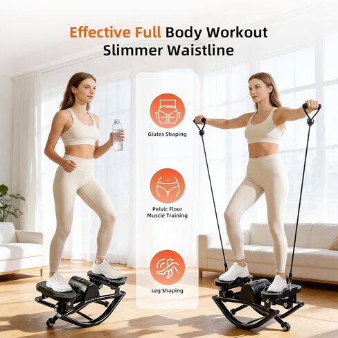 Rock Fitness Stepper, Portable Step Rocker Side to Side at Home, Aerobic Workout Machine Fitness Equipment Suitable for Apartment and Dormitory, Black in Kuwait