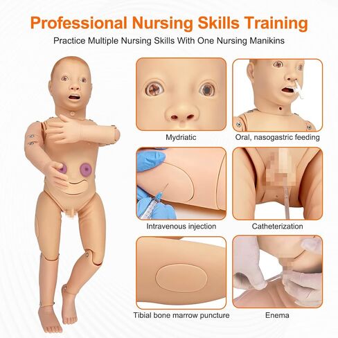 Child Nursing Manikin - Medical School CPR & First Aid Training Dummy for Professional Patient Care, Nursing Skills Practice, Pediatric Emergency Simulations in Kuwait