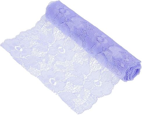 MECCANIXITY 6.3 Inch Wide 5 Yard Lace Ribbon Floral Pattern Light Purple Lace Trim Ribbon for DIY Crafts, Gift Wrapping Bouquets, Wedding Decor, and Sewing Making in Kuwait