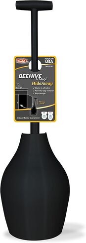 Korky BeehiveMAX Hideaway - Heavy Duty Toilet Plunger with Holder in Black - Drip Free Carry-Seals All Bowl Shapes – Powerful Clog Removal, 97-5B in Kuwait