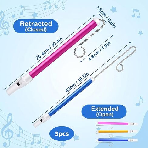 Slide Whistle for Adults, Musical Instrument with Adjustable Pitch Control, Portable Slide Whistle for Music Education and Family Entertainment, Set of Three Slide Whistles in Blue Yellow and Pink in Kuwait
