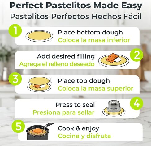 Cortador De Pastelitos Venezolanos Stainless Steel Cutter with Removable Die Sandwich Cutter and Sealer Professional Dough Press Moldes para Pastelitos Venezolanos Kitchen Tool Durable Easy to Clean in Kuwait