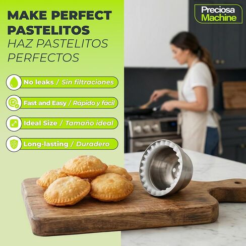 Cortador De Pastelitos Venezolanos Stainless Steel Cutter with Removable Die Sandwich Cutter and Sealer Professional Dough Press Moldes para Pastelitos Venezolanos Kitchen Tool Durable Easy to Clean in Kuwait