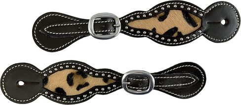 Showman Ladies Leather Spur Straps w/Hair-On Cheetah Inlay in Kuwait