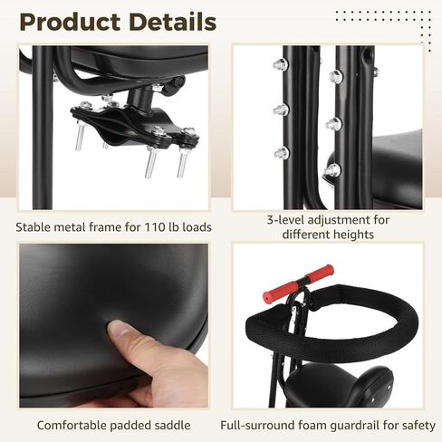 Front Mounted Bike Seat with Full Guardrail, Opening Safety Bar with Foldable Non Slip Footrests, Soft Foam Rail and Handlebar for Touring, City Rides in Kuwait