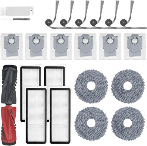 مجموعة ملحقات Qrevo S Pro مكونة من 24 قطعة متوافقة مع مكنسة Roborock QV 35A/QV 35S/Qrevo S Pro Robot، 2 فرشاة رئيسية، 4 وسادات قماش ممسحة، 6 فرش جانبية، 4 مرشحات HEPA، 6 كيس غبار، 1 أداة تنظيف in Kuwait