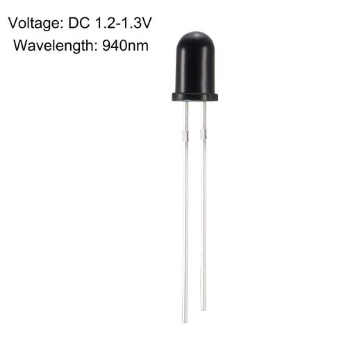 30 قطعة 5 مللي متر 940nm الأشعة تحت الحمراء استقبال ديود DC1.2-1.3V LED IR استقبال صمامات باعثة للضوء أسود رأس مستدير in Kuwait