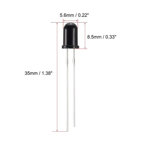 30 قطعة 5 مللي متر 940nm الأشعة تحت الحمراء استقبال ديود DC1.2-1.3V LED IR استقبال صمامات باعثة للضوء أسود رأس مستدير in Kuwait