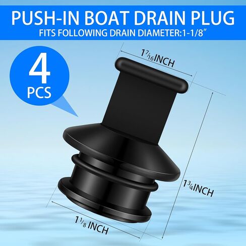 Seenelling 4 قطع سوداء F/1-1/8 مجموعة قابس تصريف القارب PVC من خلال سدادة سدادة مصارف الهيكل استبدال لأجزاء القارب من أنبوب تصريف الفائض من Livewell تمنع بشكل فعال تدفق المياه in Kuwait