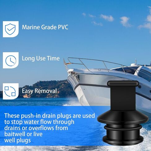 Seenelling 4 قطع سوداء F/1-1/8 مجموعة قابس تصريف القارب PVC من خلال سدادة سدادة مصارف الهيكل استبدال لأجزاء القارب من أنبوب تصريف الفائض من Livewell تمنع بشكل فعال تدفق المياه in Kuwait