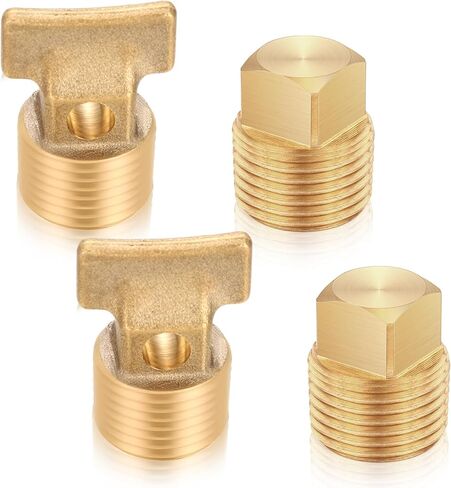 4 Pcs 1/2" NPT Solid Brass Drain Plugs, Commonly Applied in Boat Hulls, 2 Shaped Solid Brass Boat Hull Spare Garboard Drain Plug for Many Models in Kuwait