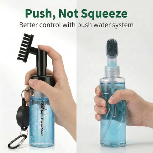 Golf Club Cleaner with Water Brush – Push-Activated Groove Tool, Transparent Reservoir, Portable with Retractable Clip for Golf Bag in Kuwait