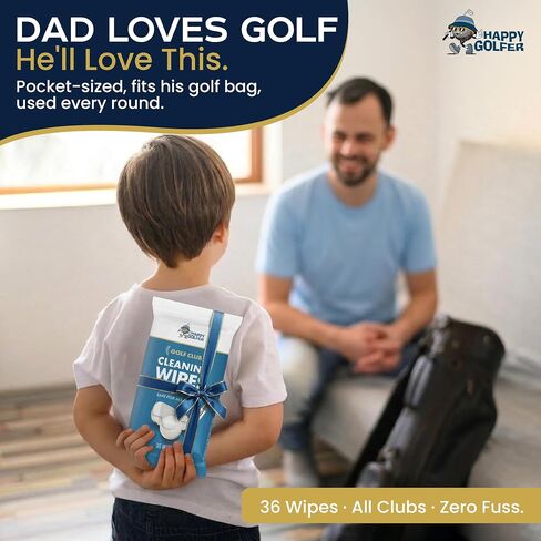 Happy Golfer Golf Gifts for Men | Golf Club Cleaning & Polishing Wipes (36 Pack) | Premium Golf Accessories for Men | Gifts for Golfers in Kuwait