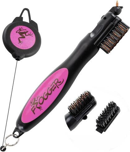 Frogger BrushPro Golf Club Cleaner with Ergonomic Grip and 2.5 ft. Retractable Cord - Sturdy Golf Club Brush and Groove Cleaner for Golfers in Kuwait