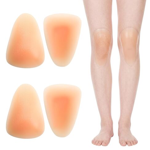 2 Pairs Dance Adhesive Silicone Knee Pads Reusable Gel Knee Protectors for Women Girls Ballet Dancing Yoga Skating Shock Absorption & Skin-friendly Protection in Kuwait