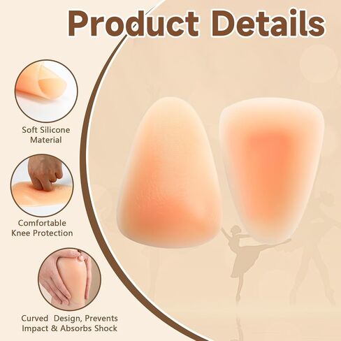2 Pairs Dance Adhesive Silicone Knee Pads Reusable Gel Knee Protectors for Women Girls Ballet Dancing Yoga Skating Shock Absorption & Skin-friendly Protection in Kuwait