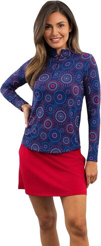 IBKUL UPF 50+ Sun Protection, Icefil Cooling, Moisture - Patriot Pop Long Sleeve Mock Neck Top in Kuwait
