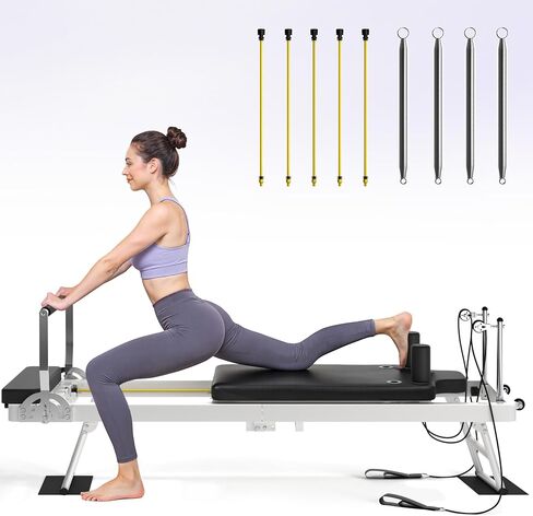 Pilates Reformer, Foldable Pilates Machine for Home and Gym Workout with Dual Resistance and Adjustable Heights, Pilates Equipment Suitable for Advanced and Beginners Users, Up to 440 LBS in Kuwait