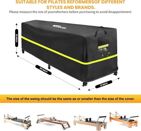 Reformer Protective Cover, 600D Heavy Duty 100% Waterproof Pilates Reformer Covers for Reformer Protective,for 101" W x 31" D x 23" H Pilates Reformer with Air Vent and Reflective Strip in Kuwait