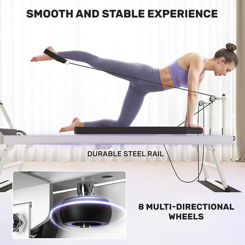 Pilates Reformer, Foldable Pilates Machine for Home and Gym Workout with Dual Resistance and Adjustable Heights, Pilates Equipment Suitable for Advanced and Beginners Users, Up to 440 LBS in Kuwait