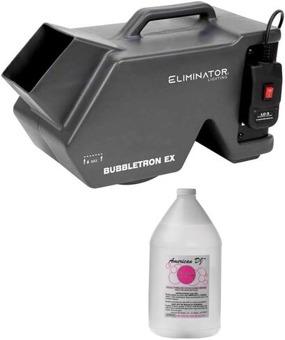 مجموعة آلة الفقاعات عالية القوة Eliminator Lighting Bubbletron EX مع عصير الفقاعات DJ الأمريكي BUB/G (1 جالون) in Kuwait
