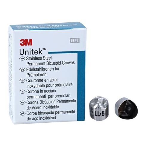 3M Solventum 900535 Unitek تيجان من الفولاذ المقاوم للصدأ Bicuspid الفك السفلي الأول السفلي الأيسر #5 5/Bx in Kuwait