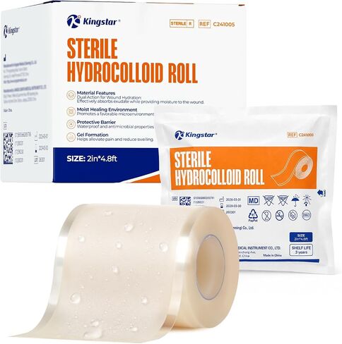 Sterile Hydrocolloid Dressing Roll, Easy-Grip Tabs Hydrocolloid Bandages for Blister Care/Wound Dressing/Acne&Pimple,Waterproof/Self-Adhesive/Cut-to-Size Moist Healing Pimple Patches, First Aid Kit in Kuwait