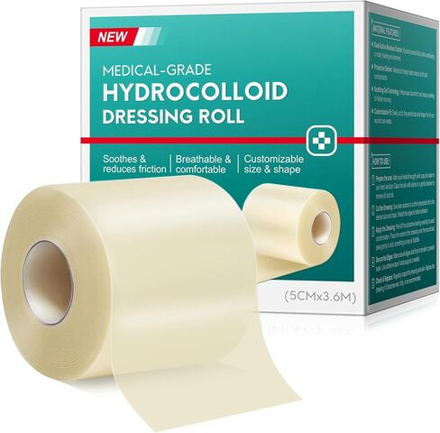 Hydrocolloid Roll for Wound Care 1.97in*11.81ft, Hydrocolloid Bandages Self-Adhesive, Ultra Absorbent & Waterproof, Hydrocolloid Patch Bandages for DIY Size Shape, Acne, Blisters, Burns in Kuwait