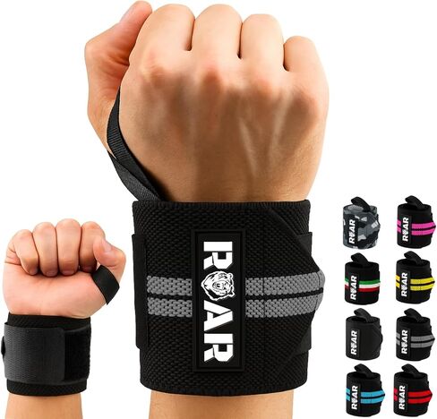 Wrist Wraps for Weightlifting (Pair) – Heavy-Duty Wrist Support with Thumb Loop, Reinforced Stitching & Strong Velcro – For Bench Press, Cross Training, Strength Training & Gym Workouts in Kuwait