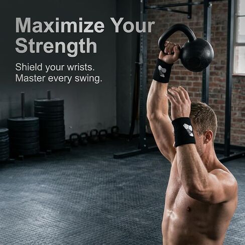 قطعتان من واقيات المعصم Kettlebell للرجال والنساء، أساور معصم مثقلة بالعرق مع دعم داخلي، واقي كم ممتص للصدمات للرياضة، رفع الأثقال، كروس فيت، تدريب اللياقة البدنية، مقاس واحد يناسب الجميع in Kuwait