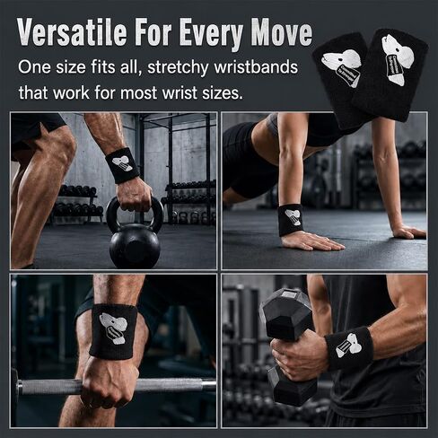 قطعتان من واقيات المعصم Kettlebell للرجال والنساء، أساور معصم مثقلة بالعرق مع دعم داخلي، واقي كم ممتص للصدمات للرياضة، رفع الأثقال، كروس فيت، تدريب اللياقة البدنية، مقاس واحد يناسب الجميع in Kuwait