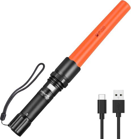 عصا التحكم في حركة المرور ULTRAFIRE 2-Pack 16 بوصة، عصا إشارة USB-C قابلة لإعادة الشحن 619LM، 3 أوضاع ضوء أمان عالي الكثافة لتنظيم الطائرات والمطار UF-805 in Kuwait