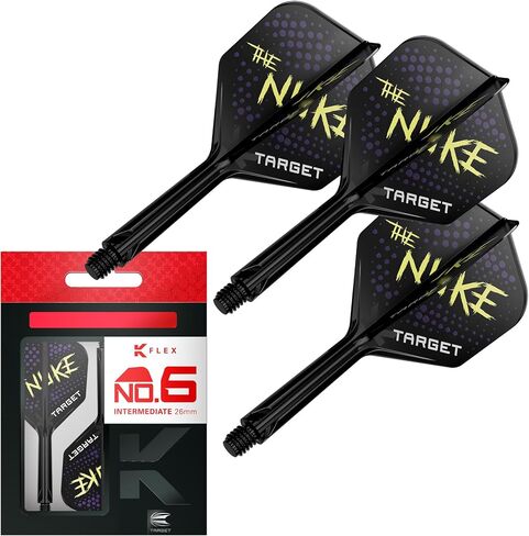 Target Darts Luke Littler K Flex Flights & Shaft System No.6 & No.2 –|The Nuke Edition, Pack of 3 K-Flex All-in-One Integrated Flights and Shafts, Short 19mm, Intermediate 26mm, Medium 33mm in Kuwait