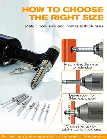 Tri-Fold Pop Rivets 1/4" x 3/4", 100 CTs High Grip Exploding Bulb Blind Aluminum Rivets for Thin Sheet Metal, 6.4x20mm Open End Steel Mandrel in Kuwait