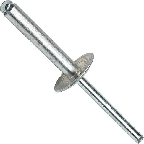 Fastenere Large Flange Pop Rivets - 3/16" x 1" (50 Pack) Aluminum Body Steel Mandrel, Heavy Duty Dome Head Blind Rivets, Open End 6-16 Gap .876" - 1.00" - Corrosion Resistant, High Shear Strength in Kuwait