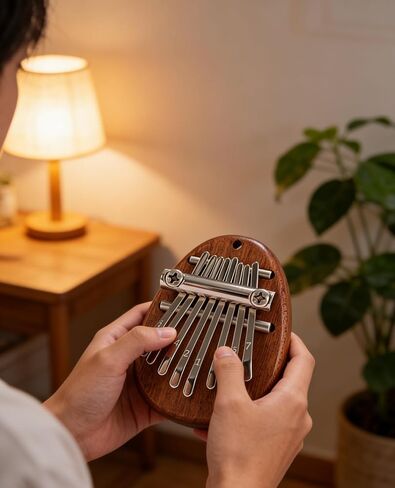 8 مفاتيح Sapele Water Drop Thumb Piano، بيانو صغير مع حبل، بيانو صغير محمول، هدايا مثالية لمحبي الموسيقى والمبتدئين in Kuwait