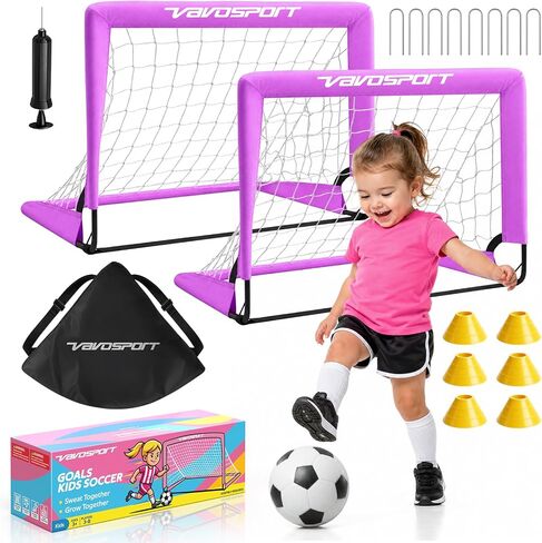 Mini Toddler Soccer Goal Set, 2 Pack 2x1.5 ft Pop Up Soccer Goals for Backyard, Portable Kids Soccer Net with Ball and Cones, Indoor Outdoor Sports Games, for Boys and Girls Ages 2-5 in Saudi Arabia