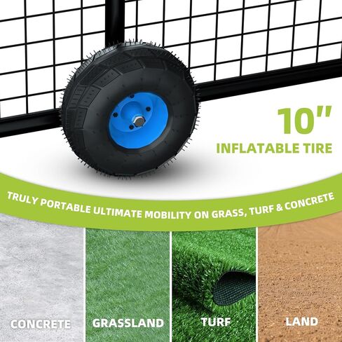 MR Mobile Baseball Batting Cage 24ft, Portable Heavy-Duty Baseball Hitting Cage w/Wheels, Wheel-Based Softball Batting Cage, Fully Enclosed Batting Cage Tunnel Complete Kit w/Frame and Netting in Kuwait