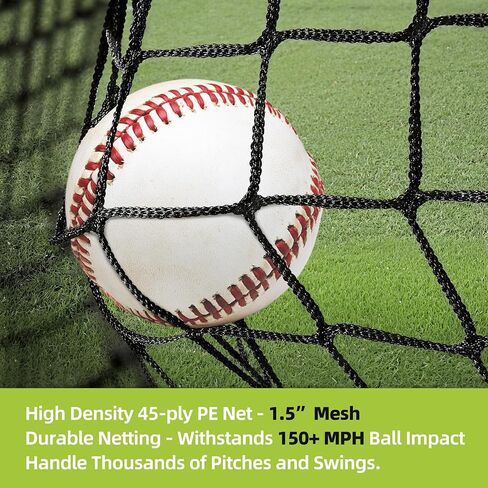 MR Mobile Baseball Batting Cage 24ft, Portable Heavy-Duty Baseball Hitting Cage w/Wheels, Wheel-Based Softball Batting Cage, Fully Enclosed Batting Cage Tunnel Complete Kit w/Frame and Netting in Kuwait