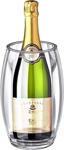 Amazing Abby - VinoLux - Acrylic Double-Wall Wine Chiller Bucket, Clear Plastic Insulated Champagne Cooler, Sweat-Free and Iceless Tabletop Bottle Holder for Party, Dinner, and Outdoor Entertaining in Kuwait