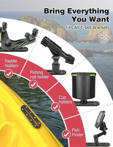 Mellbree Kayak Track, 7Inch Kayak Rail Mount Kayak Low Profile Track for Fishing Rod Holder, Fish Finder, Cup Holder, Anchor Cleats 2Pack in Kuwait